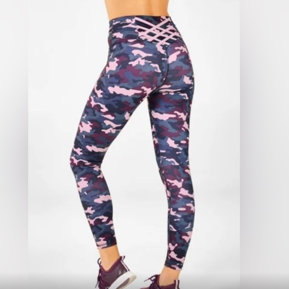 Fabletics Camo Boost Powerhold High-Waisted 7/8 Leggings with Crisscross Back
